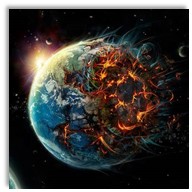 Earth on fire with shadow